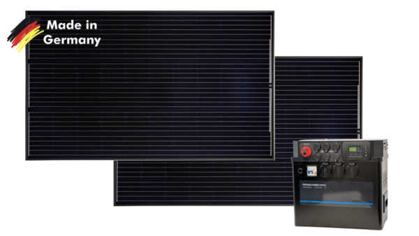 Stationäre Backup-Box 120/2 - 3000W - 1536Wh Batteriekapazität - 2 Solarmodule (650 WP)